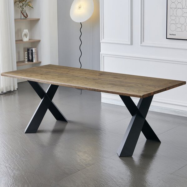 Laughlin Wooden Dining Table With Black Legs - Oak