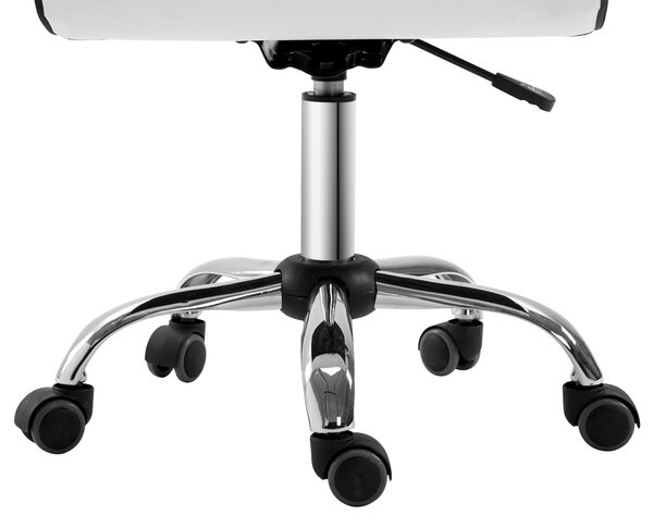 HOMCOM Adjustable Swivel Office Chair with Armless Mid-Back in PU Leather and Chrome Base - White Aosom UK