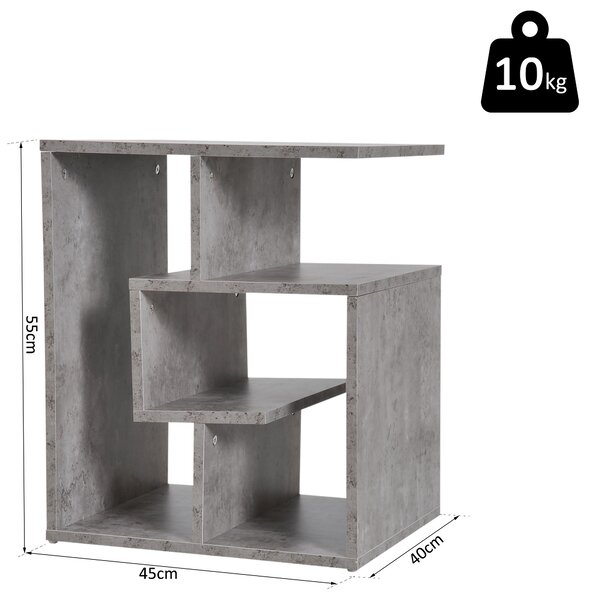 HOMCOM Side Table, 3 Tier End Table with Open Storage Shelves, Living Room Coffee Table Organiser Unit, Cement Colour Aosom UK