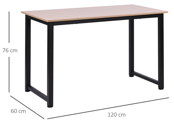 HOMCOM Computer Desk, PC Writing Table, Home Office Workstation, Adjustable Feet, Metal Frame, Oak Black Aosom UK