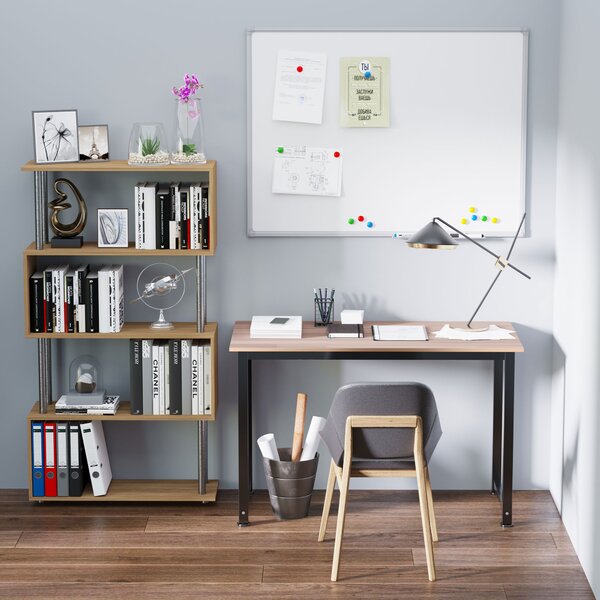 HOMCOM Computer Desk, PC Writing Table, Home Office Workstation, Adjustable Feet, Metal Frame, Oak Black Aosom UK