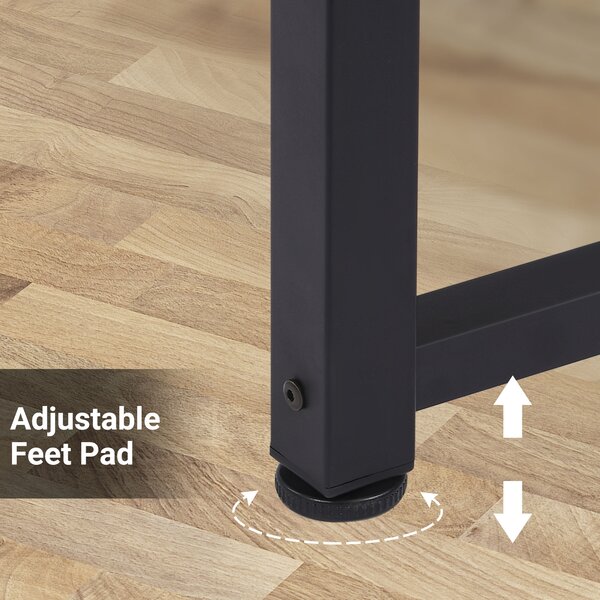 HOMCOM Computer Desk, PC Writing Table, Home Office Workstation, Adjustable Feet, Metal Frame, Oak Black Aosom UK