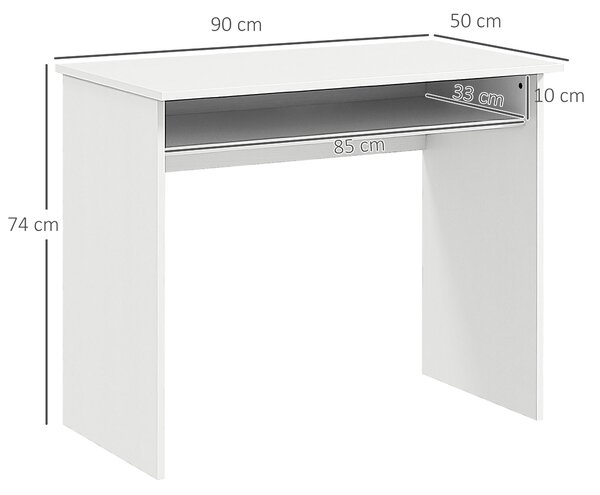 HOMCOM Working Desk with Storage Shelf, Writing Desk, Computer Tablek, Writing Reading for Home and Office, White Aosom UK
