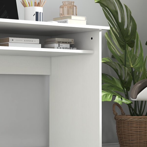 HOMCOM Working Desk with Storage Shelf, Writing Desk, Computer Tablek, Writing Reading for Home and Office, White Aosom UK