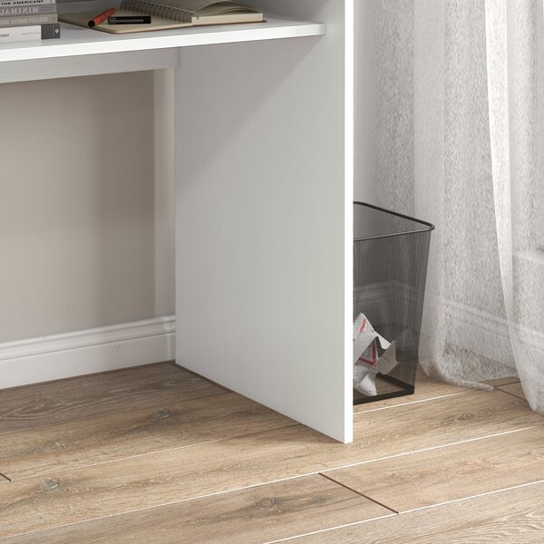 HOMCOM Working Desk with Storage Shelf, Writing Desk, Computer Tablek, Writing Reading for Home and Office, White Aosom UK
