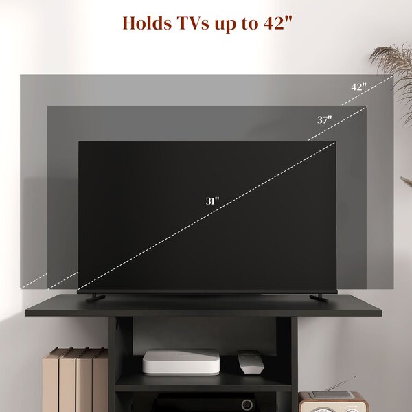 HOMCOM Modern TV Stand with Storage Shelves, Sleek Design for Living Rooms, Space-Saving, Black Aosom UK