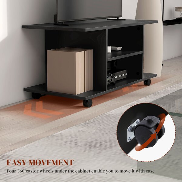 HOMCOM Modern TV Stand with Storage Shelves, Sleek Design for Living Rooms, Space-Saving, Black Aosom UK