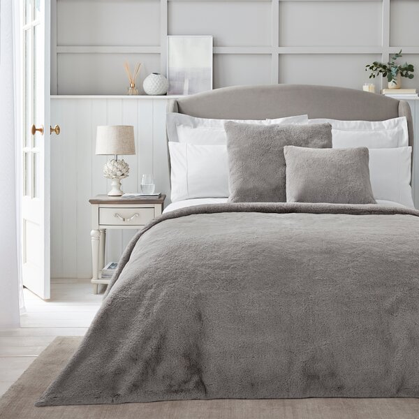 Dorma Purity Faux Fur Grey Continental Pillowcase