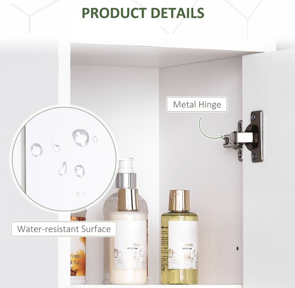 HOMCOM Tall Bathroom Storage Cabinet with Three-position Adjustable Shelves Free Standing Storage Cabinet For Neutral Style, Hallway White Aosom UK