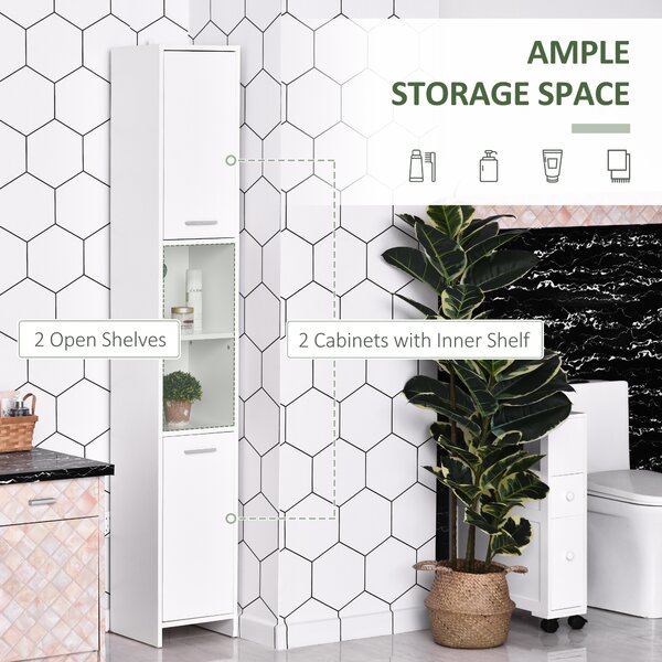 HOMCOM Tall Bathroom Storage Cabinet with Three-position Adjustable Shelves Free Standing Storage Cabinet For Neutral Style, Hallway White Aosom UK