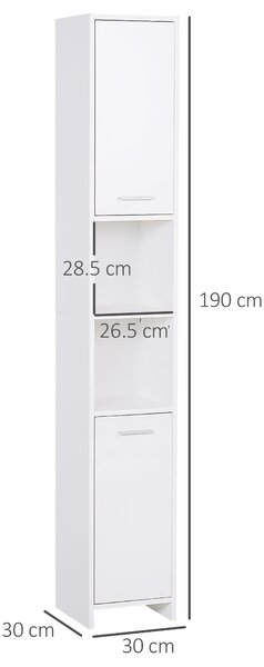 HOMCOM Tall Bathroom Storage Cabinet with Three-position Adjustable Shelves Free Standing Storage Cabinet For Neutral Style, Hallway White Aosom UK