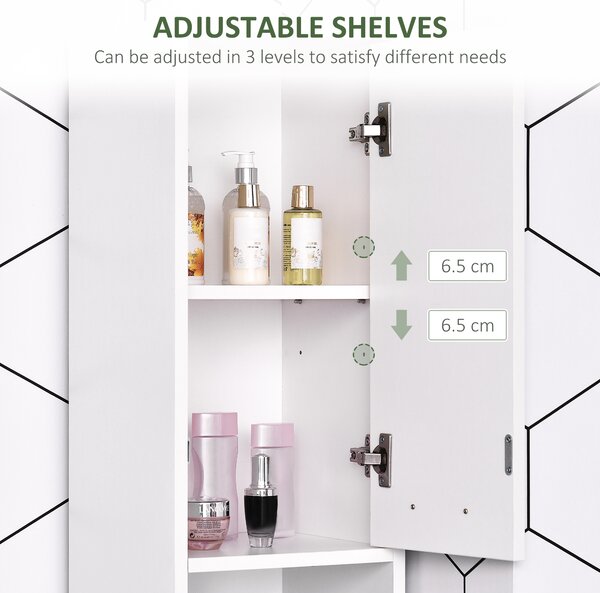 HOMCOM Tall Bathroom Storage Cabinet with Three-position Adjustable Shelves Free Standing Storage Cabinet For Neutral Style, Hallway White Aosom UK