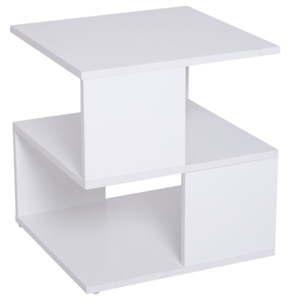 HOMCOM Modern Coffee Table, Square 2-Tier Design with Storage Shelf, for Living Room, White Aosom UK