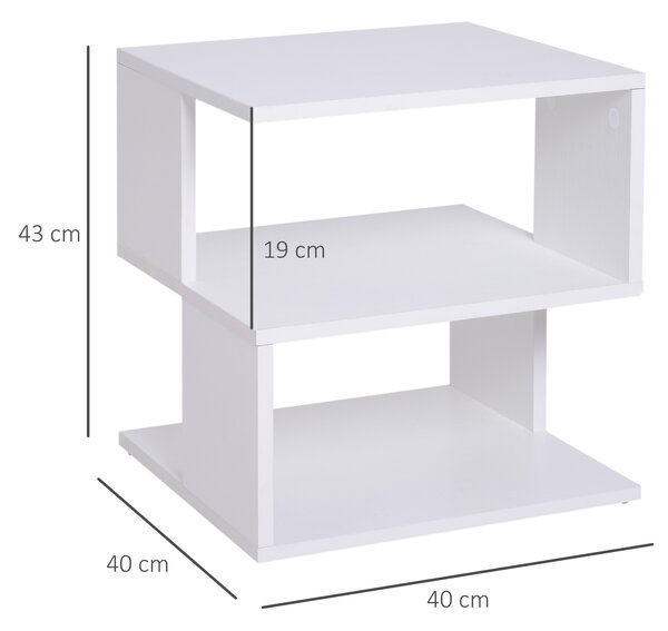 HOMCOM Modern Coffee Table, Square 2-Tier Design with Storage Shelf, for Living Room, White Aosom UK