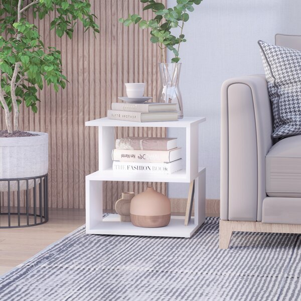 HOMCOM Modern Coffee Table, Square 2-Tier Design with Storage Shelf, for Living Room, White Aosom UK