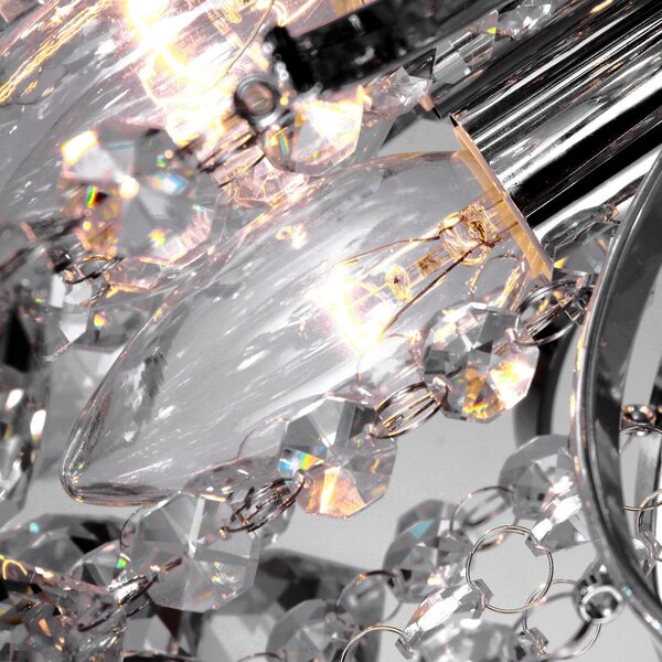HOMCOM Crystal Chandelier w/ K9 Crystal Droplets, 3 Lights Mordern Style Ceiling Lamp for Living Room, Bedroom, Dining Room, Transparent Aosom UK