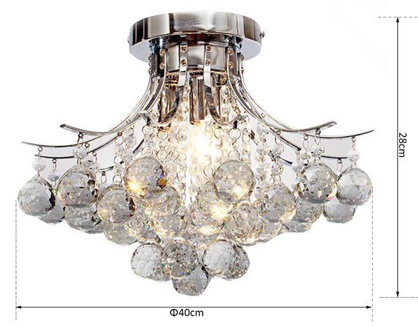 HOMCOM Crystal Chandelier w/ K9 Crystal Droplets, 3 Lights Mordern Style Ceiling Lamp for Living Room, Bedroom, Dining Room, Transparent Aosom UK
