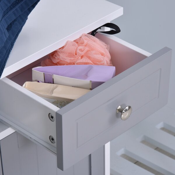 Kleankin Bathroom Cabinet: Freestanding Unit with 2 Drawers, Adjustable Shelf & Metal Handles, 75x60cm, Grey & White Aosom UK
