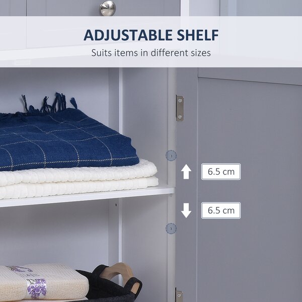 Kleankin Bathroom Cabinet: Freestanding Unit with 2 Drawers, Adjustable Shelf & Metal Handles, 75x60cm, Grey & White Aosom UK
