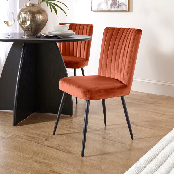 Taylor Dining Chair, Velvet Orange Umber