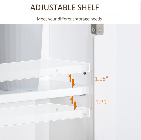 Kleankin Mirror Cabinet for Bathroom Mirror Cupboard Wall Mounted Storage Cupboard with Double Door and Adjustable Shelf, White
