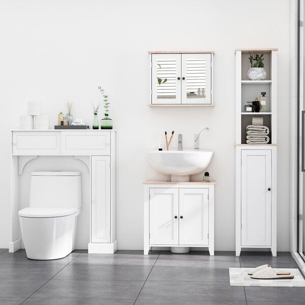 Kleankin Mirror Cabinet for Bathroom Mirror Cupboard Wall Mounted Storage Cupboard with Double Door and Adjustable Shelf, White