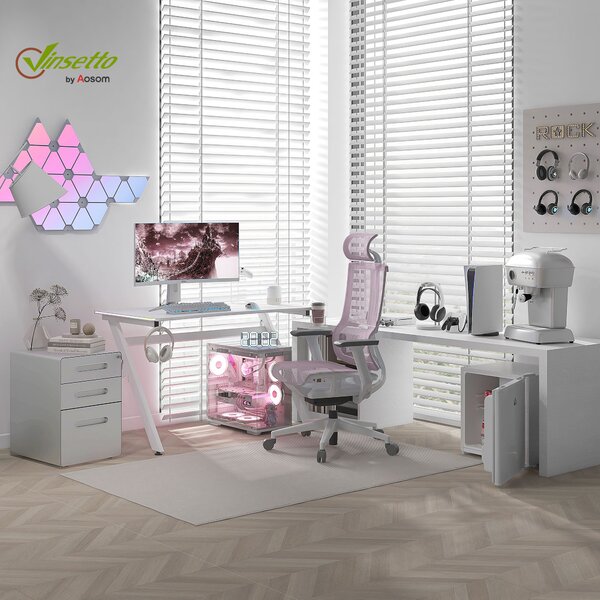 Vinsetto Fully Assembled 3-Drawer Mobile File Cabinet Lockable All-Metal Rolling Vertical File Cabinet White Aosom UK