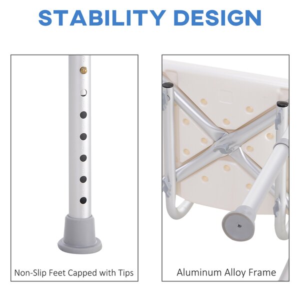 HOMCOM Adjustable Bath Perch: Secure Shower Stool, Bathroom Safety Aid Aosom UK