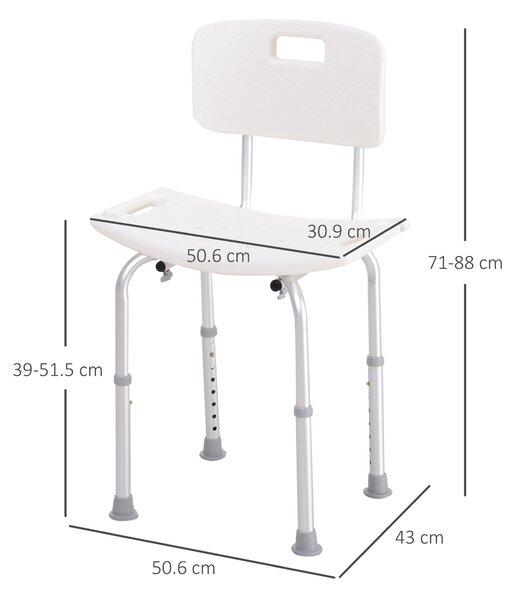 HOMCOM Adjustable Bath Perch: Secure Shower Stool, Bathroom Safety Aid Aosom UK