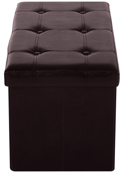 HOMCOM Folding Storage Ottoman, Faux Leather Cube Bench Seat, PU Rectangular Footrest Stool Box, Brown Aosom UK