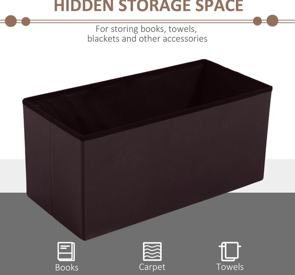 HOMCOM Folding Storage Ottoman, Faux Leather Cube Bench Seat, PU Rectangular Footrest Stool Box, Brown Aosom UK