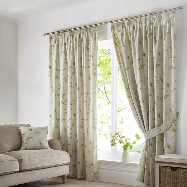 Meadow Leaves Ready Made Curtains Green