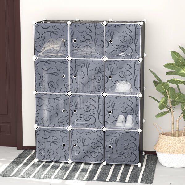 HOMCOM Modular Wardrobe: Interlocking Plastic Cubes for Bedroom Clothes Storage, White Organiser Aosom UK