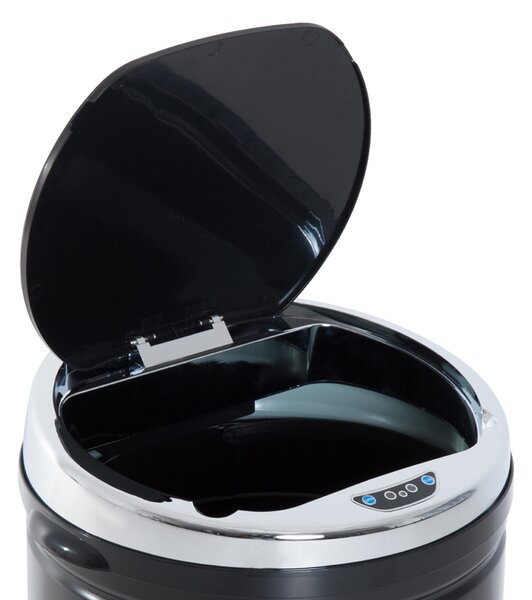 HOMCOM 42L Stainless Steel Sensor Trash Can W/ Bucket-Black Aosom UK