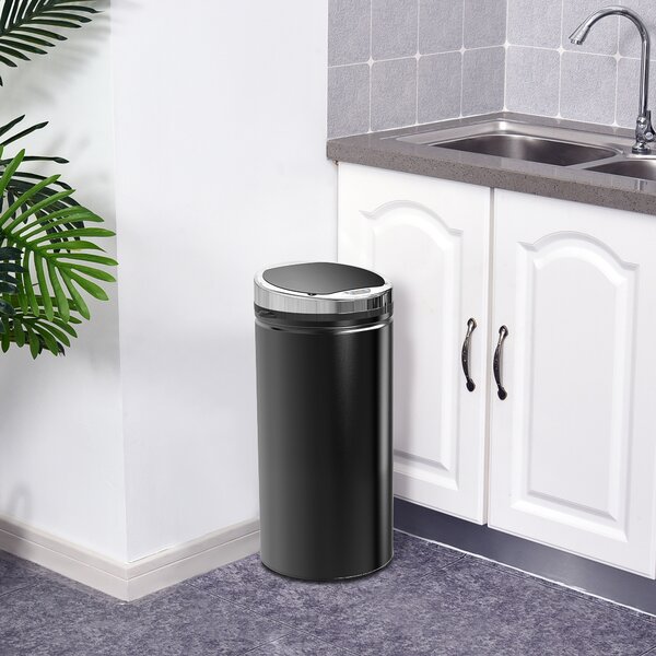 HOMCOM 42L Stainless Steel Sensor Trash Can W/ Bucket-Black Aosom UK