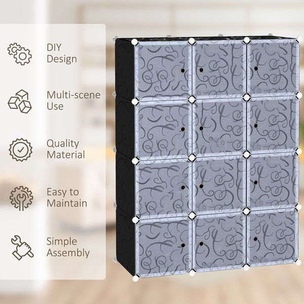 HOMCOM Modular Wardrobe: Interlocking Plastic Cubes for Bedroom Clothes Storage, White Organiser Aosom UK