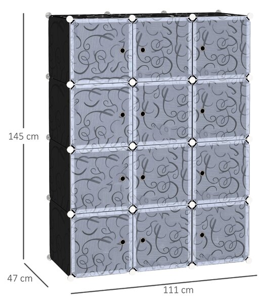 HOMCOM Modular Wardrobe: Interlocking Plastic Cubes for Bedroom Clothes Storage, White Organiser Aosom UK