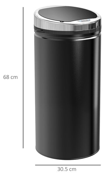 HOMCOM 42L Stainless Steel Sensor Trash Can W/ Bucket-Black Aosom UK