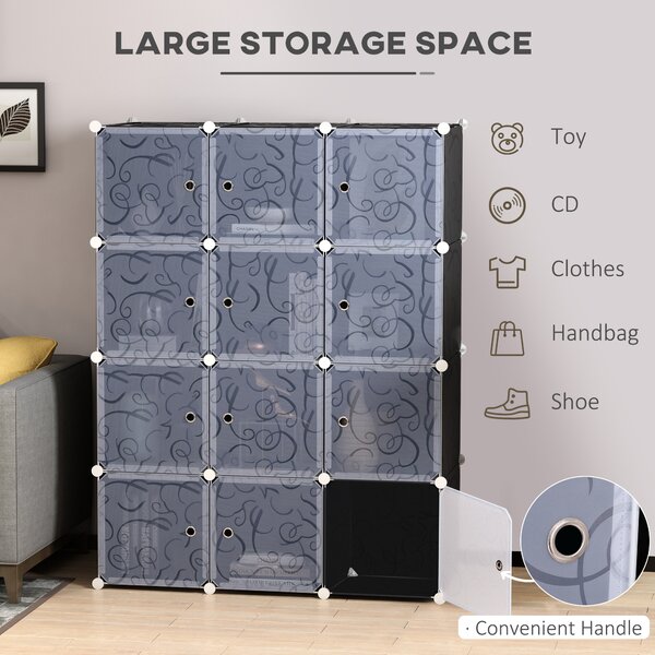 HOMCOM Modular Wardrobe: Interlocking Plastic Cubes for Bedroom Clothes Storage, White Organiser Aosom UK