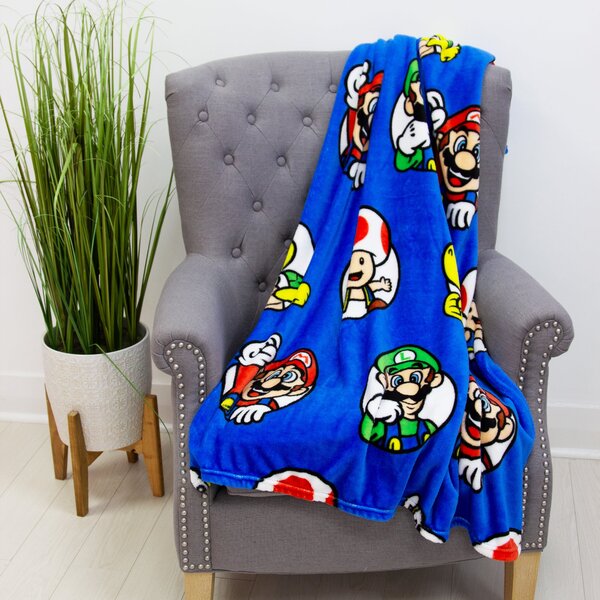 Super Mario Circles Fleece Blanket Blue