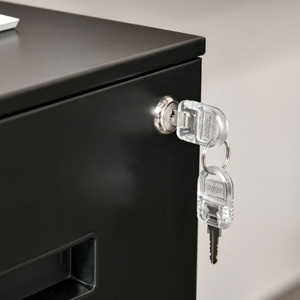 Vinsetto Black Cabinet Mobile Lockable File Cabinet with 2 Drawers, Storage for Office Equipment, 67H x 39W x 48Dcm Aosom UK