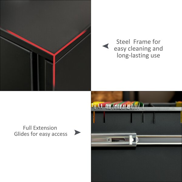 Vinsetto Black Cabinet Mobile Lockable File Cabinet with 2 Drawers, Storage for Office Equipment, 67H x 39W x 48Dcm Aosom UK
