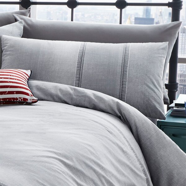 Catherine Lansfield Denim Grey Duvet Cover and Pillowcase Set