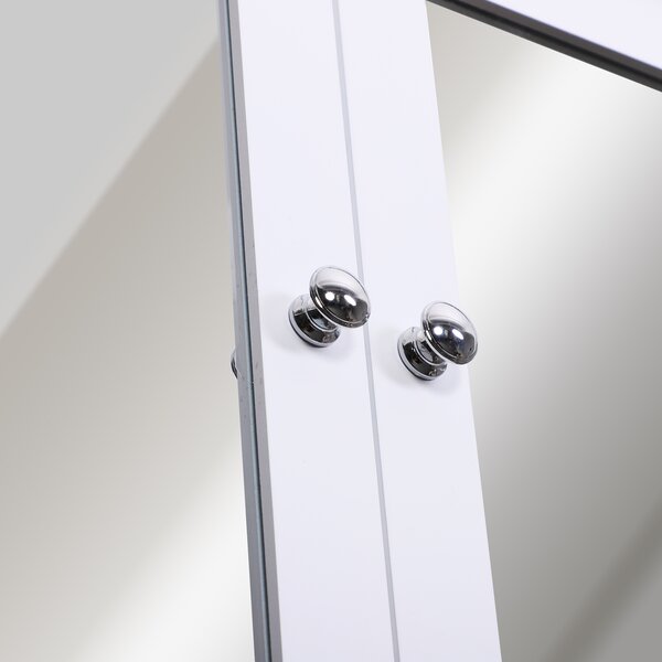 HOMCOM Bathroom Mirror with Storage, 1 Internal Adjustable Shelves, 2 Knob Handles to Open the 2 Doors, White Aosom UK