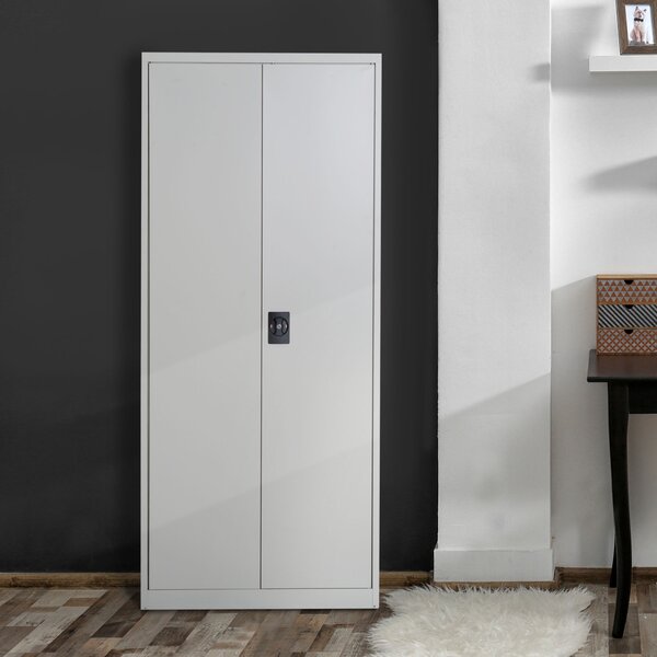 Vinsetto Cool Rolled Steel Tall Office Lockable Filing Cabinet 2 Doors 4 Internal Adjustable Shelves Bookcase Cabinet Storage Unit Aosom UK