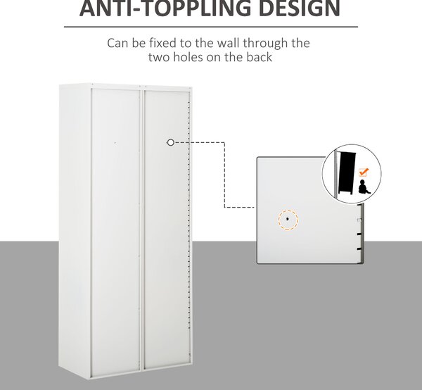 Vinsetto Cool Rolled Steel Tall Office Lockable Filing Cabinet 2 Doors 4 Internal Adjustable Shelves Bookcase Cabinet Storage Unit Aosom UK