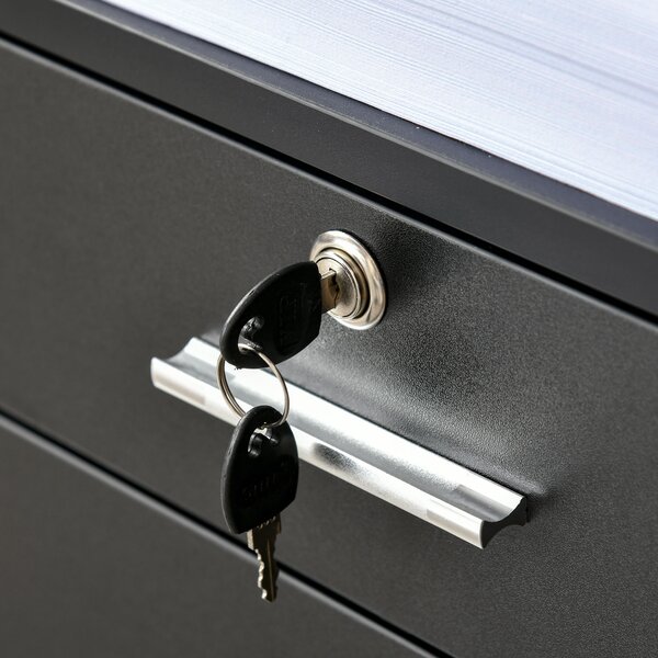 Vinsetto Black Cabinet Mobile Lockable File Cabinet with 2 Drawers, Storage for Office Equipment, 65H x 39W x 40Dcm Aosom UK