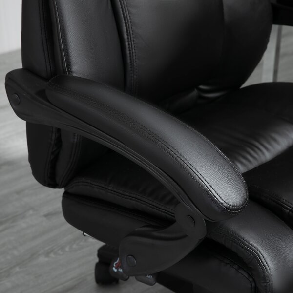 Vinsetto Executive Office Chair: High-Back Swivel Recliner, PU Leather, Footrest & Wheels, Black Aosom UK
