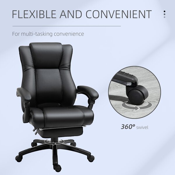 Vinsetto Executive Office Chair: High-Back Swivel Recliner, PU Leather, Footrest & Wheels, Black Aosom UK