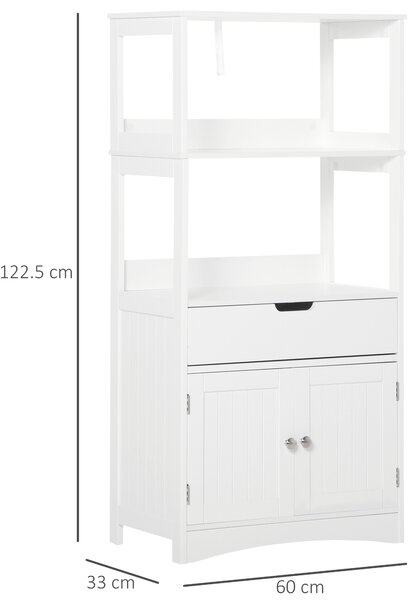 Kleankin Free Standing Bathroom Cabinet, Kitchen Cupboard with Shelves, Drawer, for Storage Organising, White Aosom UK